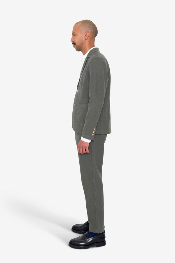 Folk Cotton Linen Blazer - Dark Sage