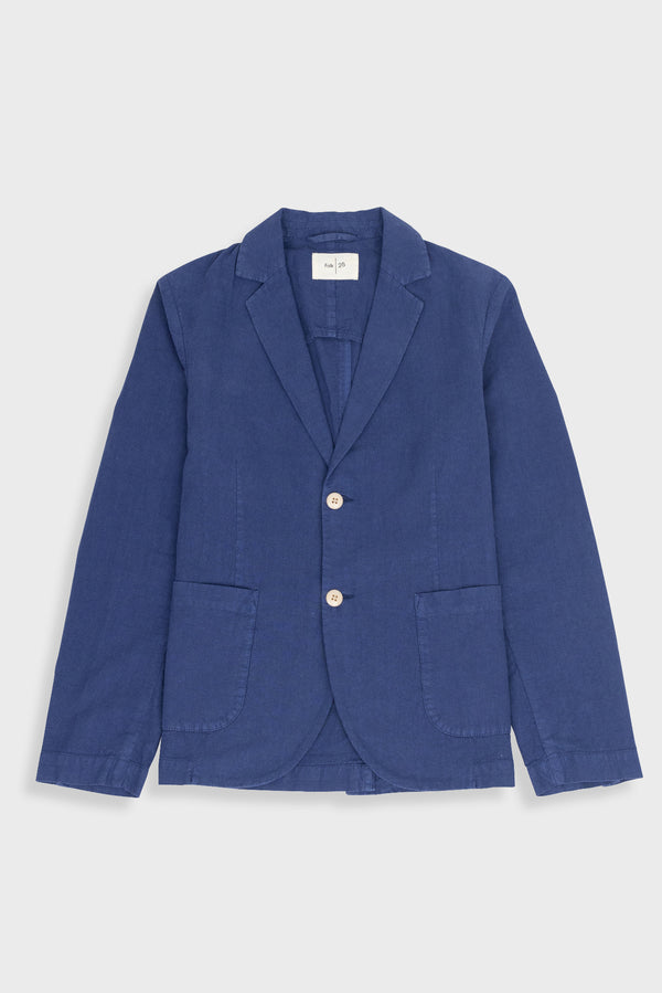 Folk Cotton Linen Blazer - Deep Blue