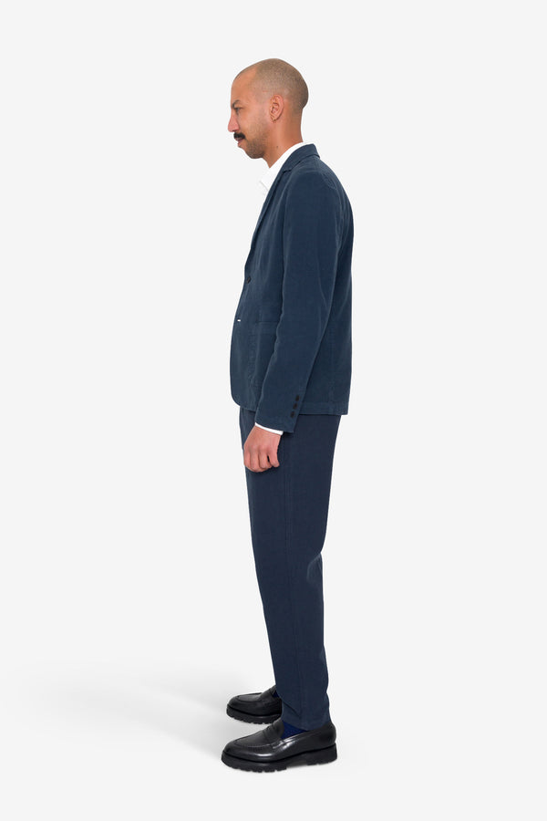 Folk Cotton Linen Blazer - Navy