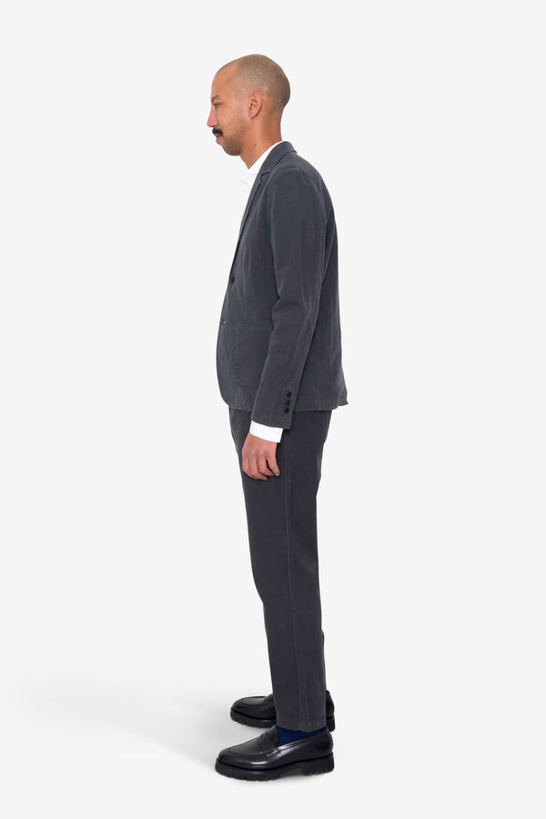 Folk Cotton Linen Blazer - Soft Black