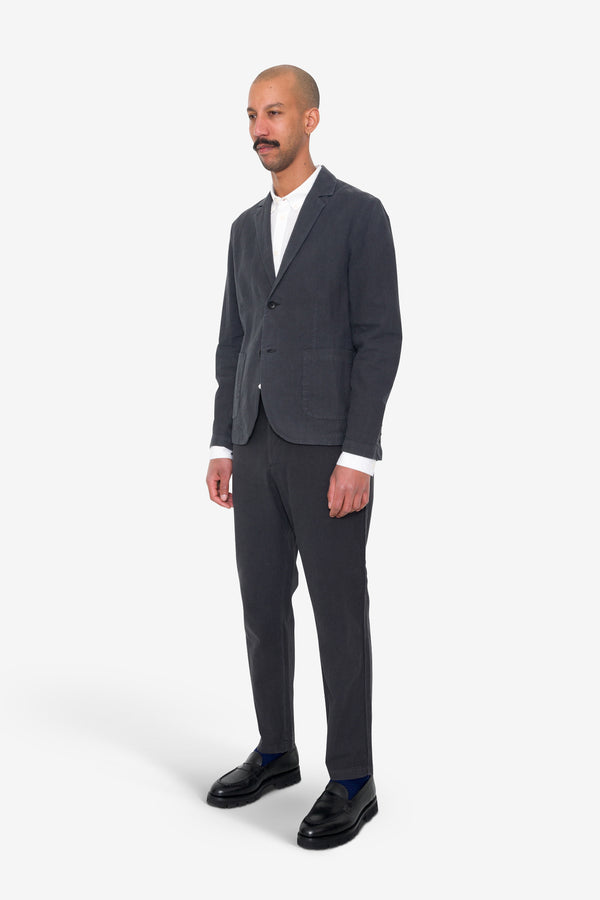 Folk Cotton Linen Blazer - Soft Black