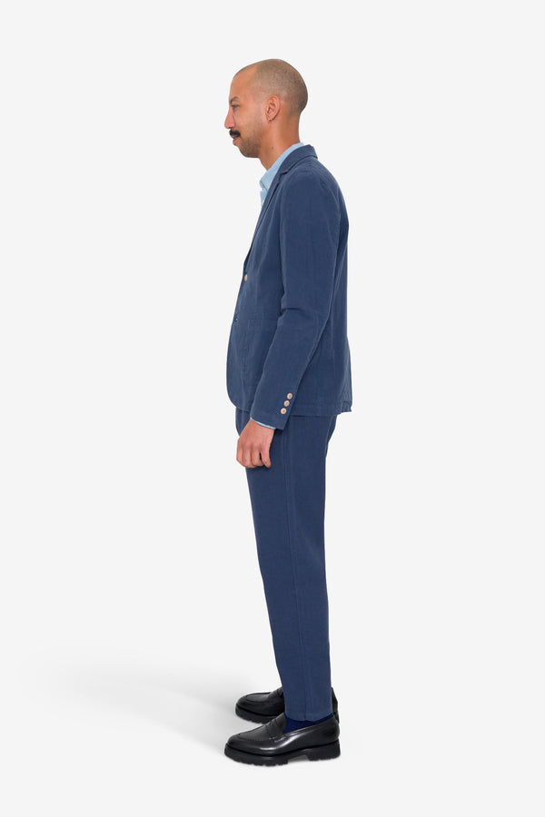 Folk Cotton Linen Blazer - Soft Navy