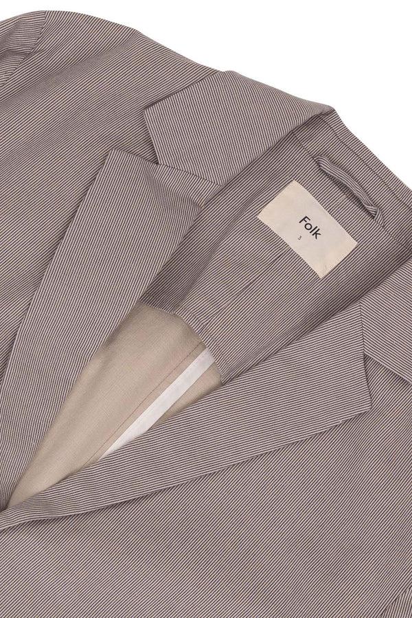 Folk Cotton Linen Blazer - Stone Stripe
