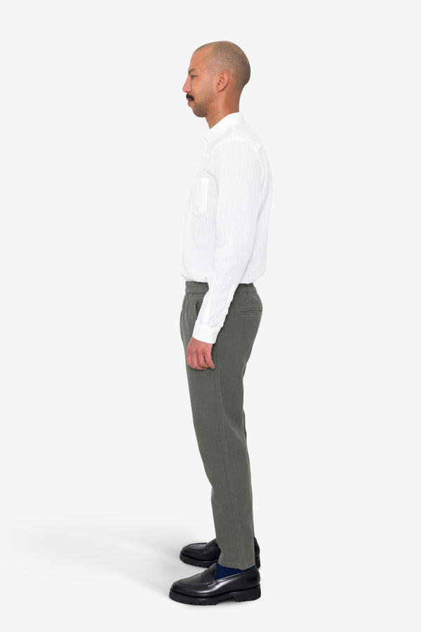 Folk Cotton Linen Trouser - Dark Sage