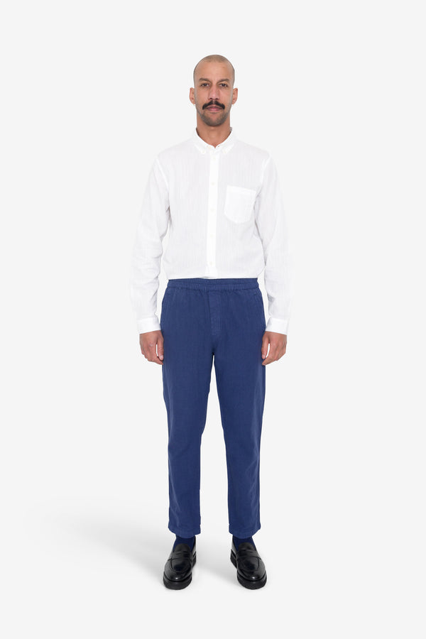 Folk Cotton Linen Trouser - Deep Blue