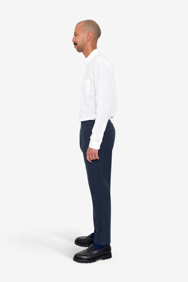 Folk Cotton Linen Trouser - Navy