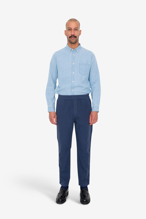 Folk Cotton Linen Trouser - Soft Navy