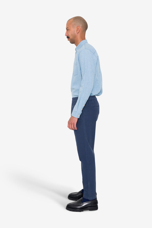 Folk Cotton Linen Trouser - Soft Navy