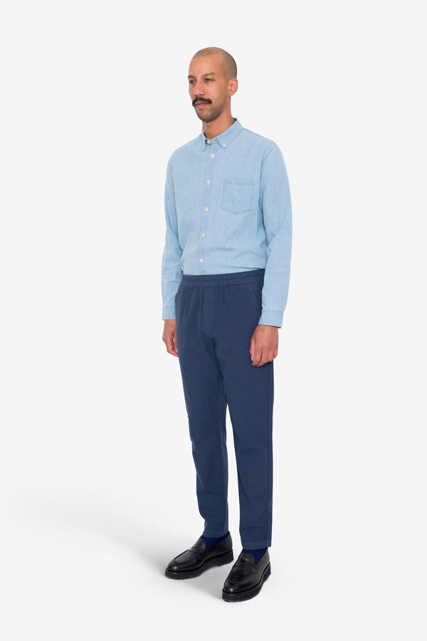 Folk Cotton Linen Trouser - Soft Navy