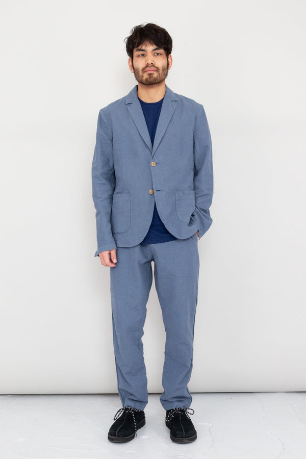Folk Cotton Linen Trouser - Woad