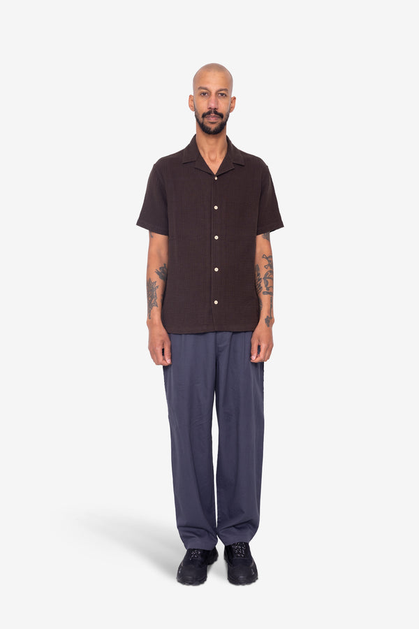 Folk Deck Plain Short Sleeve Shirt - Chocolate