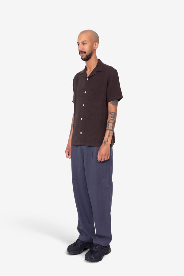 Folk Deck Plain Short Sleeve Shirt - Chocolate