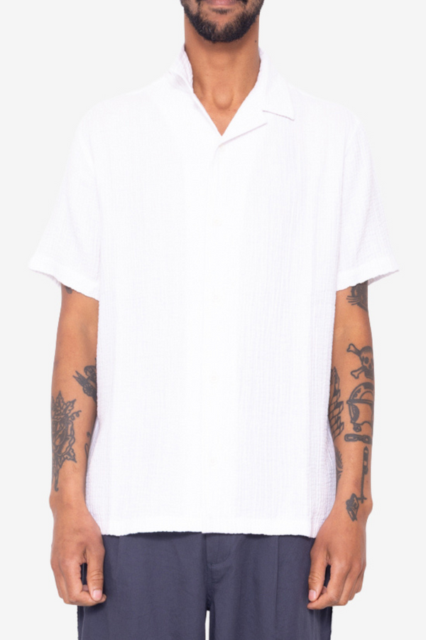 folk Deck Plain Short Sleeve Shirt - White