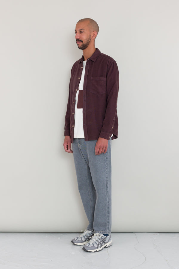 Folk Direction Babycord Shirt - Black Cherry