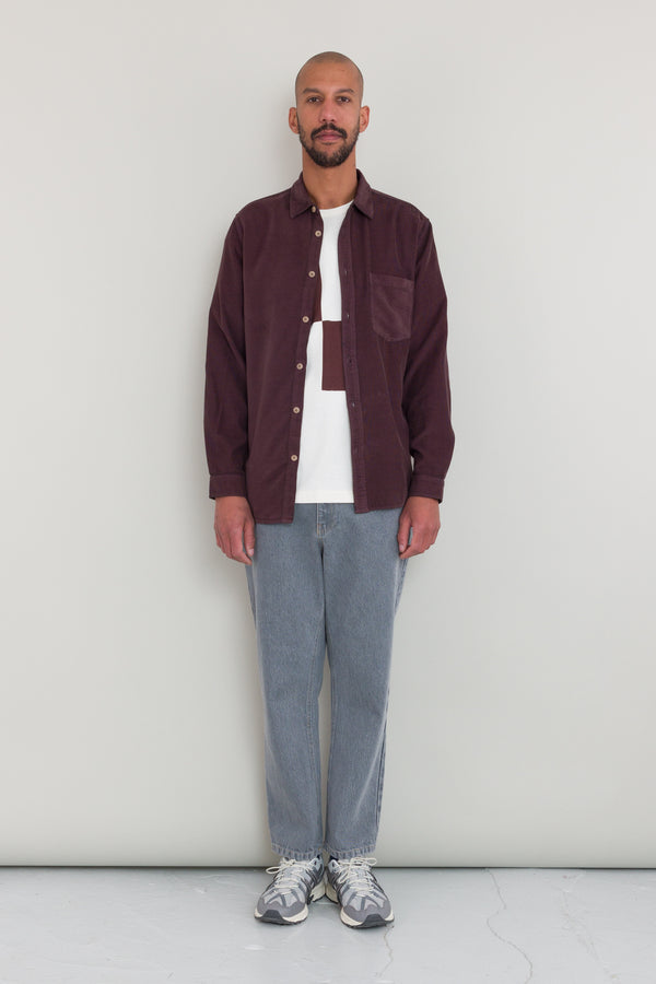 Folk Direction Babycord Shirt - Black Cherry