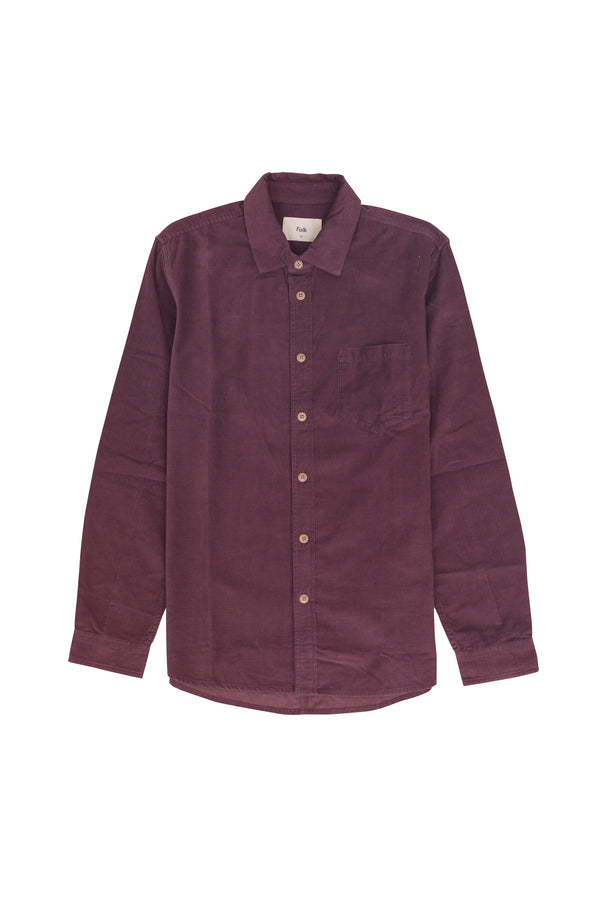 folk Direction Babycord Shirt - Black Cherry