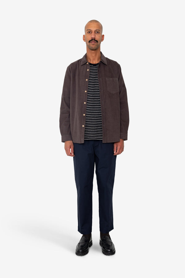 Folk Direction Babycord Shirt - Black Grape