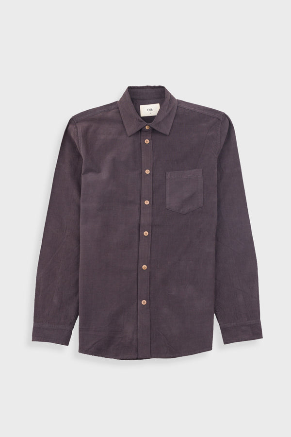 folk Direction Babycord Shirt - Black Grape