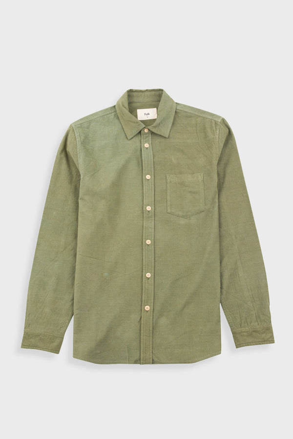 folk Direction Babycord Shirt - Olive