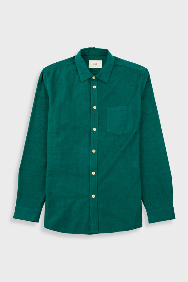 folk Direction Babycord Shirt - Phthalo Green