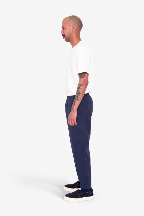 Folk Drawcord Assembly Pant - Navy Seersucker