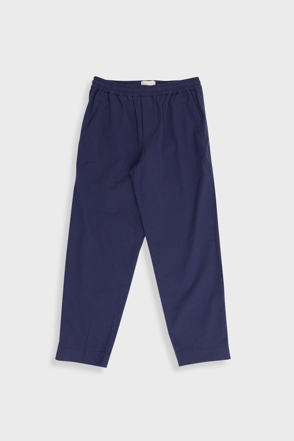 folk Drawcord Assembly Pant - Navy Seersucker