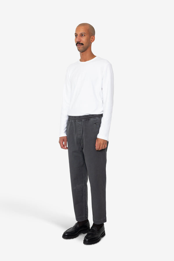 Folk Drawcord Assembly Pant - Soft Black Slub