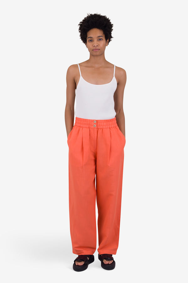 Folk Drawcord Baggy Pants - Coral