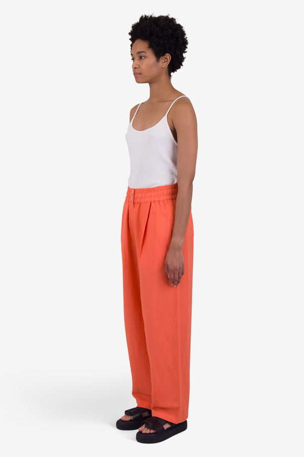 Folk Drawcord Baggy Pants - Coral