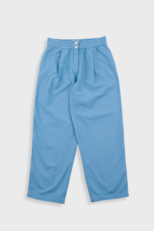 folk Drawcord Baggy Pants - Light Indigo Topstitch