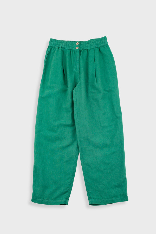 folk Drawcord Baggy Pants - Vintage Green