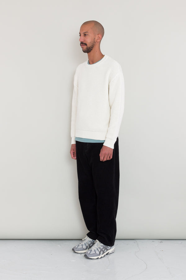 Folk Drop Shoulder Crew - Ecru