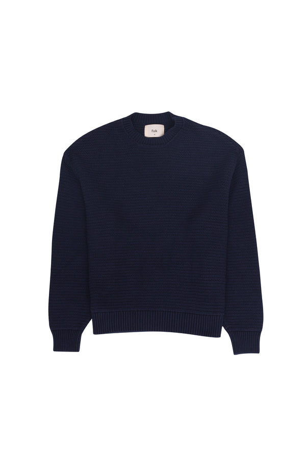 folk Drop Shoulder Crew - Navy