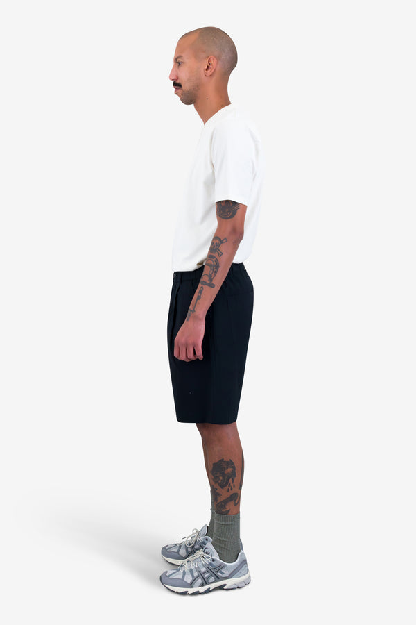 Folk Elasticated Wide Fit Short - Black Seersucker