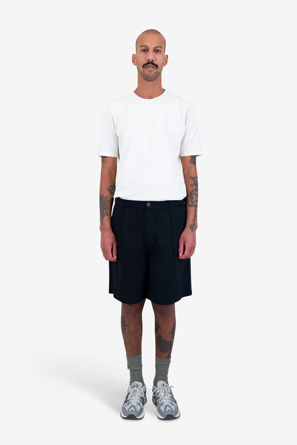 Folk Elasticated Wide Fit Short - Black Seersucker