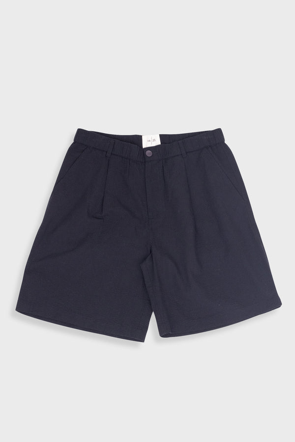 folk Elasticated Wide Fit Short - Black Seersucker
