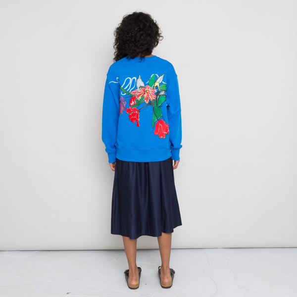 Folk Embroidered Boxy Sweat Women's - Ocean Blue