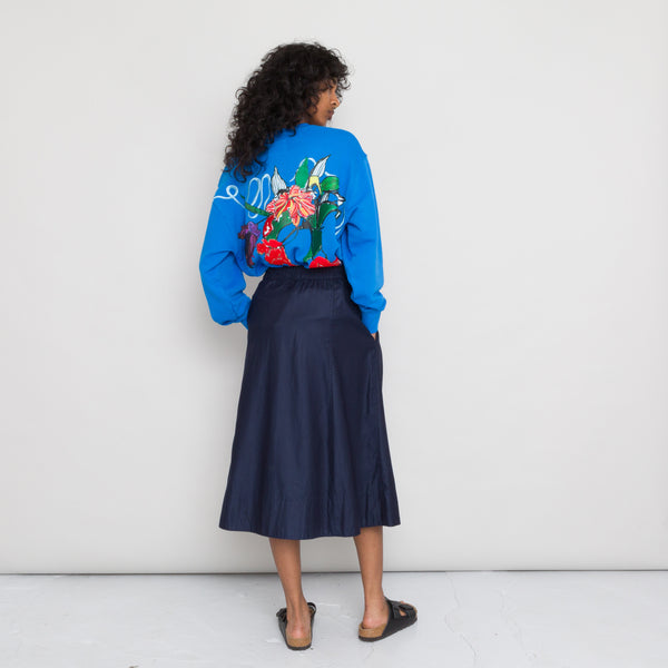 Folk Embroidered Boxy Sweat Women's - Ocean Blue