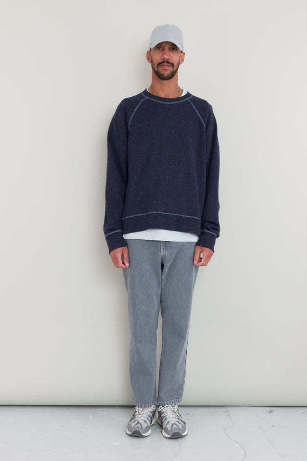 Folk Engineered Raglan Sweat - Navy Nep