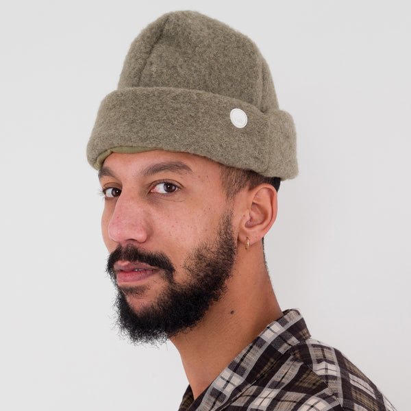 Folk Fleece Beanie - Olive Wool