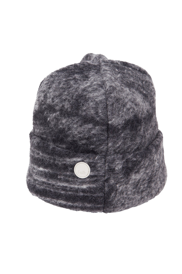 Folk Fleece Beanie - Slate Wool Polka