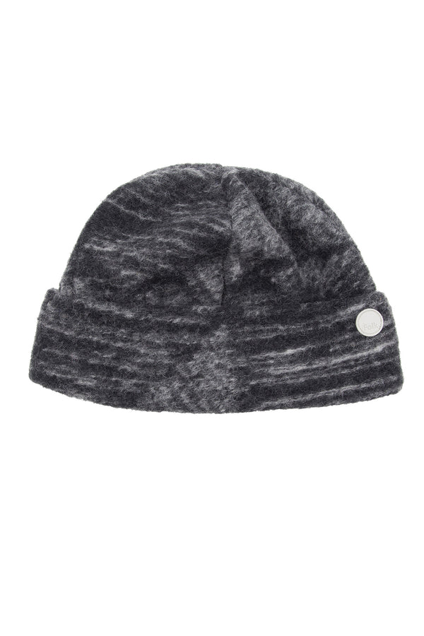 folk Fleece Beanie - Slate Wool Polka