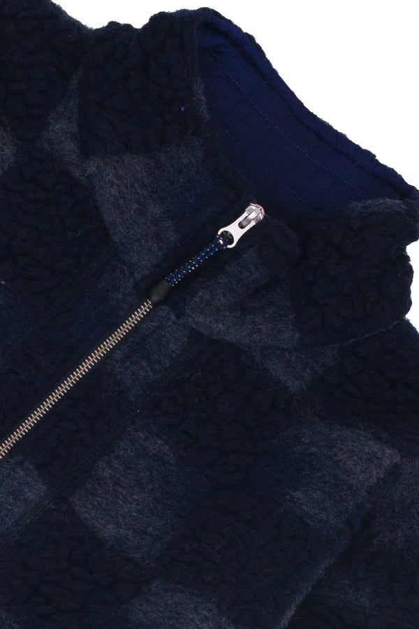 Folk Fleece Overhead - Navy Checkerboard
