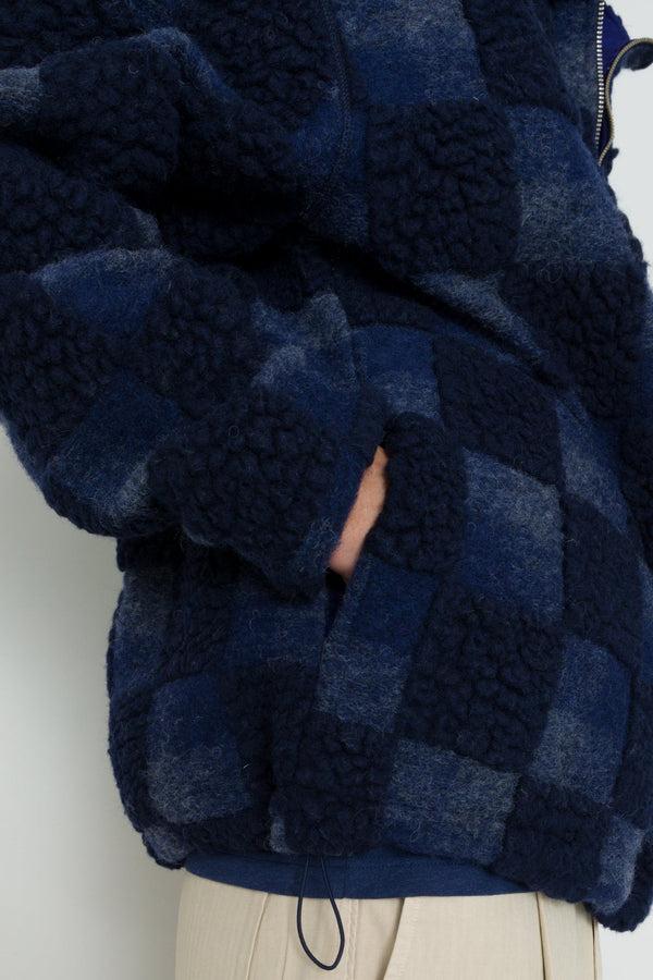 Folk Fleece Overhead - Navy Checkerboard