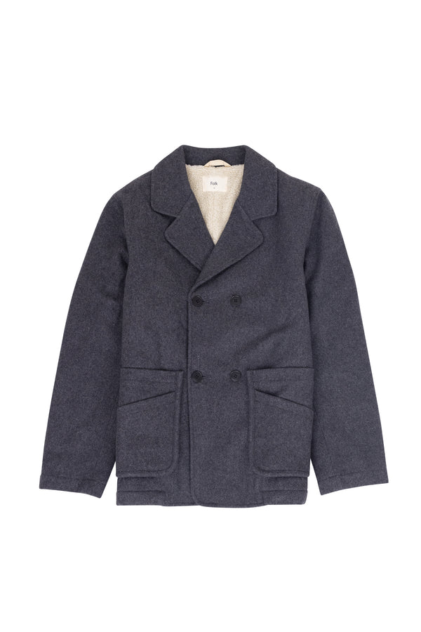 folk Fleecy Peacoat - Grey Melange
