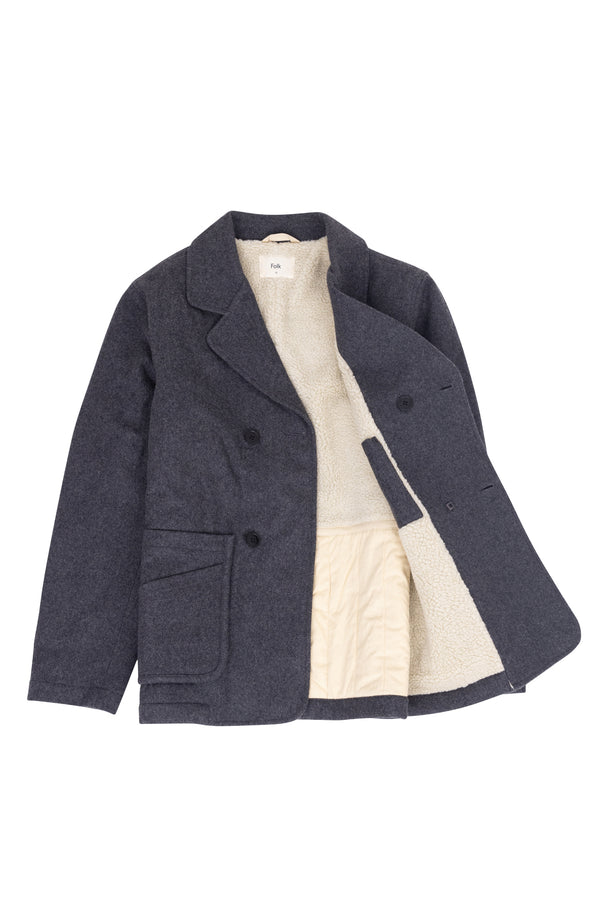 Folk Fleecy Peacoat - Grey Melange