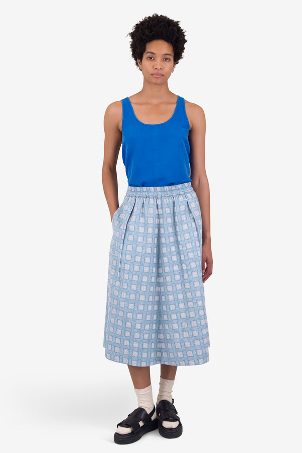 Folk Full Seam Skirt - Blue Tile Tapestry