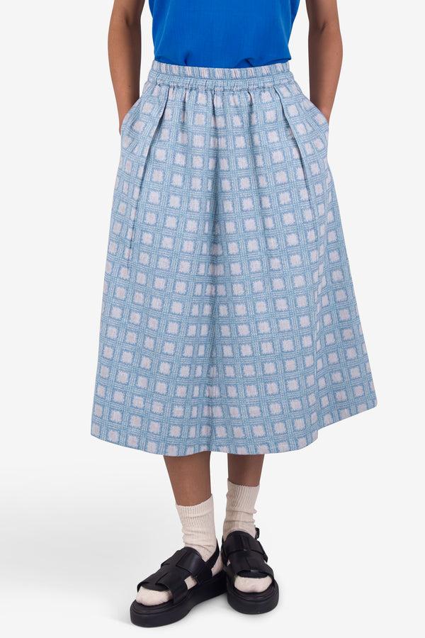 Folk Full Seam Skirt - Blue Tile Tapestry