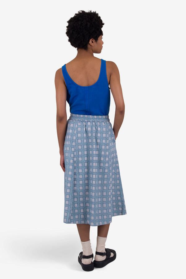 Folk Full Seam Skirt - Blue Tile Tapestry