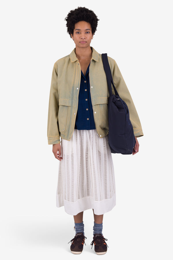 Folk Full Seam Skirt - Ecru Ladder Embroidery